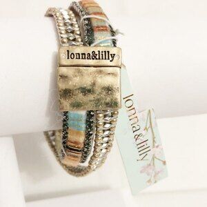 Lonna & Lilly Neutral Tone Fabric Beaded Bracelet NWT